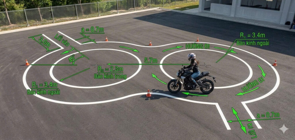 vẽ vòng số 8 xe mày a1